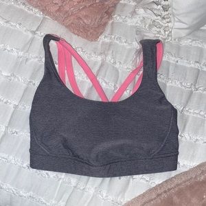 Grey energy lululemon bra with hot pink back